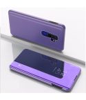 For OPPO A9 2020 / A5 2020  Plated Mirror Horizontal Flip Leather with Stand Mobile Phone Holster(Purple Blue)