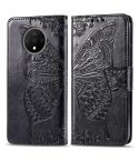 For One Plus 7T  Butterfly Love Flower Embossed Horizontal Flip Leather Case with Bracket Lanyard Card Slot Wallet(Black)