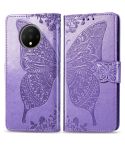 For One Plus 7T  Butterfly Love Flower Embossed Horizontal Flip Leather Case with Bracket Lanyard Card Slot Wallet(Lighe Purple)