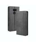 For LG K40S Magnetic Buckle Retro Crazy Horse Texture Horizontal Flip Leather Case  with Holder & Card Slots & Photo Frame(Black)