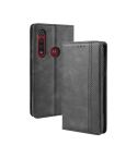 For  Motorola Moto G8 Plus Magnetic Buckle Retro Crazy Horse Texture Horizontal Flip Leather Case with Holder & Card Slots & Photo Frame(Black)