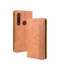 For  Motorola Moto G8 Plus Magnetic Buckle Retro Crazy Horse Texture Horizontal Flip Leather Case with Holder & Card Slots & Photo Frame(Brown)