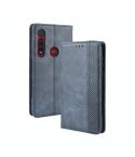 For  Motorola Moto G8 Plus Magnetic Buckle Retro Crazy Horse Texture Horizontal Flip Leather Case with Holder & Card Slots & Photo Frame(Blue)