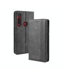 For Motorola One Macro Magnetic Buckle Retro Crazy Horse Texture Horizontal Flip Leather Case with Holder & Card Slots & Photo Frame(Black)