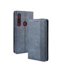 For Motorola One Macro Magnetic Buckle Retro Crazy Horse Texture Horizontal Flip Leather Case with Holder & Card Slots & Photo Frame(Blue)