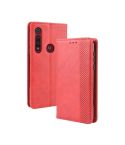 For Motorola One Macro Magnetic Buckle Retro Crazy Horse Texture Horizontal Flip Leather Case with Holder & Card Slots & Photo Frame(Red)