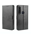 For  Motorola One Macro Retro Crazy Horse Texture Horizontal Flip Leather Case with Holder & Card Slots & Photo Frame(Black)