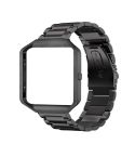 For Fitbit Blaze Metal Frame Butterfly Buckle Three Beads Stainless Steel Metal Watch Band(black)