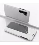 For Xiaomi Note 10 Plated Mirror Horizontal Flip Leather Cover with Stand Mobile Phone Holster(Silver)