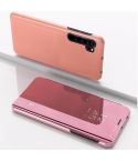 For Xiaomi Note 10 Plated Mirror Horizontal Flip Leather Cover with Stand Mobile Phone Holster(Rose Gold)