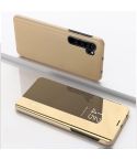 For Xiaomi Note 10 Plated Mirror Horizontal Flip Leather Cover with Stand Mobile Phone Holster(Gold)