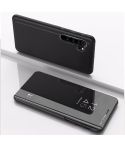For Xiaomi Note 10 Pro Plated Mirror Horizontal Flip Leather Cover with Stand Mobile Phone Holster(Black)