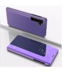 For Xiaomi Note 10 Pro Plated Mirror Horizontal Flip Leather Cover with Stand Mobile Phone Holster(Dark Purple)