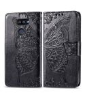 For LG K40S Butterfly Love Flower Embossed Horizontal Flip Leather Case with Bracket / Card Slot / Wallet / Lanyard(Black)