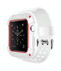 For Apple Watch 3 / 2 / 1 Generation 42mm All-In-One Silicone Strap(White + Red)