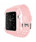 For Apple Watch 3 / 2 / 1 Generation 42mm All-In-One Silicone Strap(Pink + White)