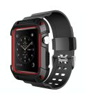 For Apple Watch 3 / 2 / 1 Generation 42mm All-In-One Silicone Strap(Black + Red)