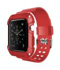 For Apple Watch 3 / 2 / 1 Generation 42mm All-In-One Silicone Strap(Red + Black)