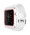 For Apple Watch 3 / 2 / 1 Generation 38mm All-In-One Silicone Strap(White + Red)