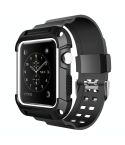 For Apple Watch 3 / 2 / 1 Generation 38mm All-In-One Silicone Strap(Black + White)