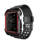 For Apple Watch 3 / 2 / 1 Generation 38mm All-In-One Silicone Strap(Black + Red)