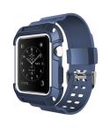 For Apple Watch 3 / 2 / 1 Generation 38mm All-In-One Silicone Strap(Blue + White)