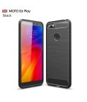 For  Motorola Moto E6 Play Brushed Texture Carbon Fiber TPU Case(Black)