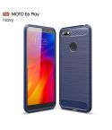 For  Motorola Moto E6 Play Brushed Texture Carbon Fiber TPU Case(Navy Blue)