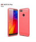 For  Motorola Moto E6 Play Brushed Texture Carbon Fiber TPU Case(Red)