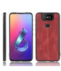 For Asus Zenfone 6 ZS630KL Shockproof Sewing Cow Pattern Skin PC + PU + TPU Case(Red)