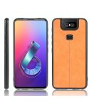For Asus Zenfone 6 ZS630KL Shockproof Sewing Cow Pattern Skin PC + PU + TPU Case(Orange)