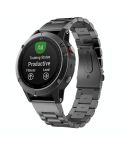 For Garmin Fenix 5s 20mm Tri-Bead Stainless Steel Steel Watch Band(Black)