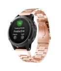 For Garmin Fenix 5s 20mm Tri-Bead Stainless Steel Steel Watch Band(Rose Gold)