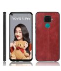 For Huawei Nova 5i Pro / Nova 5z Shockproof Sewing Cow Pattern Skin PC + PU + TPU Case(Red)