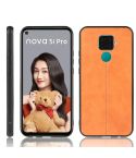 For Huawei Nova 5i Pro / Nova 5z Shockproof Sewing Cow Pattern Skin PC + PU + TPU Case(Orange)
