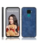 For Huawei Nova 5i Pro / Nova 5z Shockproof Sewing Cow Pattern Skin PC + PU + TPU Case(Blue)