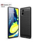 For Galaxy A71 Brushed Texture Carbon Fiber TPU Case(Black)