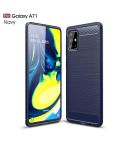 For Galaxy A71 Brushed Texture Carbon Fiber TPU Case(Navy Blue)