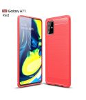 For Galaxy A71 Brushed Texture Carbon Fiber TPU Case(Red)