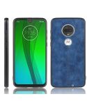 For Motorola Moto G7/G7 Plus Shockproof Sewing Cow Pattern Skin PC + PU + TPU Case(Blue)