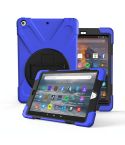 For Amazon fire 7 (2017)(2019) 360 Degree Rotation PC + Silicone Protective Case with Holder & Hand-strap(Dark Blue)
