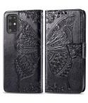 For Galaxy S20+ Butterfly Love Flower Embossed Horizontal Flip Leather Case with Bracket / Card Slot / Wallet / Lanyard(Black)