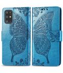 For Galaxy S20+ Butterfly Love Flower Embossed Horizontal Flip Leather Case with Bracket / Card Slot / Wallet / Lanyard(Blue)