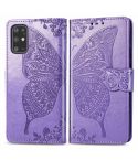 For Galaxy S20+ Butterfly Love Flower Embossed Horizontal Flip Leather Case with Bracket / Card Slot / Wallet / Lanyard(Light Purple)