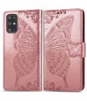 For Galaxy S20+ Butterfly Love Flower Embossed Horizontal Flip Leather Case with Bracket / Card Slot / Wallet / Lanyard(Rose Gold)
