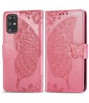 For Galaxy S20+ Butterfly Love Flower Embossed Horizontal Flip Leather Case with Bracket / Card Slot / Wallet / Lanyard(Pink)