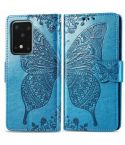 For Samsung Galaxy S20 Ultra Butterfly Love Flower Embossed Horizontal Flip Leather Case with Bracket / Card Slot / Wallet / Lanyard(Blue)