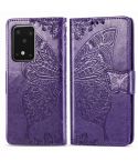 For Samsung Galaxy S20 Ultra Butterfly Love Flower Embossed Horizontal Flip Leather Case with Bracket / Card Slot / Wallet / Lanyard(Dark Purple)