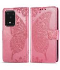 For Samsung Galaxy S20 Ultra Butterfly Love Flower Embossed Horizontal Flip Leather Case with Bracket / Card Slot / Wallet / Lanyard(Pink)