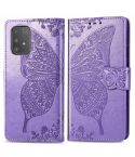 For Galaxy A91 Butterfly Love Flower Embossed Horizontal Flip Leather Case with Bracket / Card Slot / Wallet / Lanyard(Light Purple)